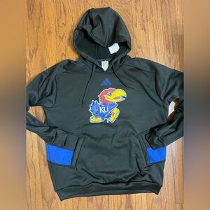 Kansas Jayhawks Adidas Aeroready hoodie black blue size L NEW